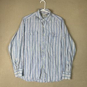 Tommy Bahama Shirt Mens Medium Pink Blue Hawaiian Beach Golf Long‎ Sleeve Adult